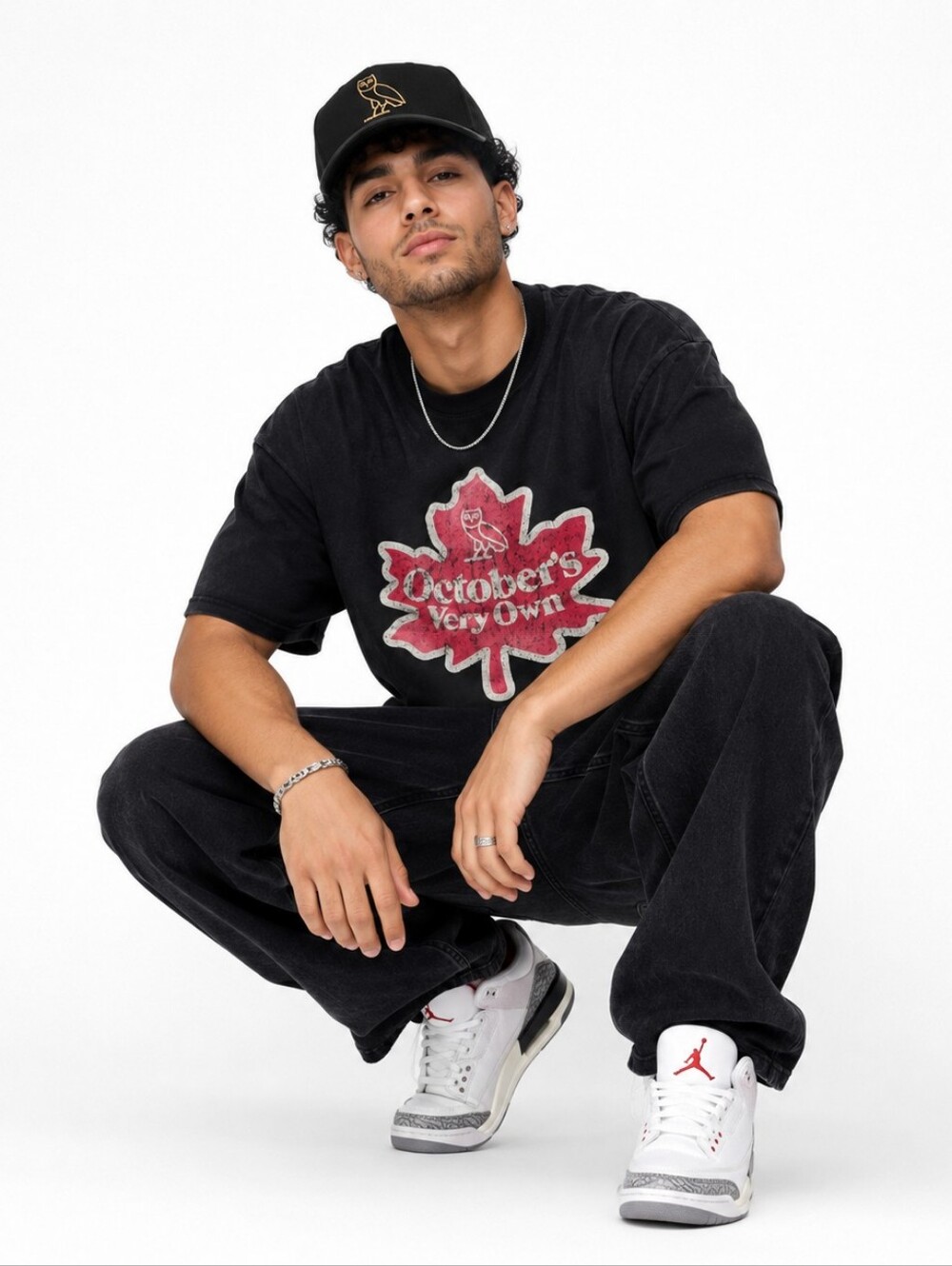 OVO ($70) October's Very Own Maple Leaf Logo Graphic T-Shirt Black Red Owl Tee